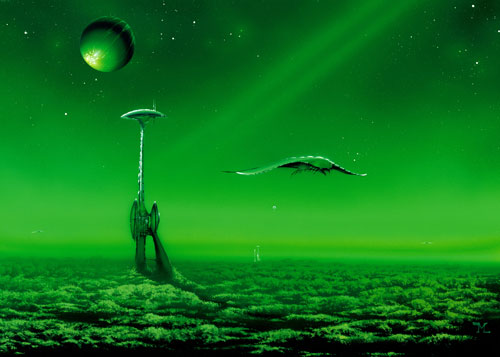 Sea of Green - Science Fiction Malerei - Das grüne Meer der Wälder